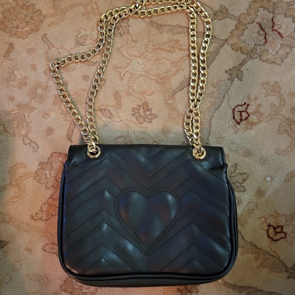 Dhgate GG Black Leather Shoulder FASHION Bag with Gold Chain - Picture 4 of 6